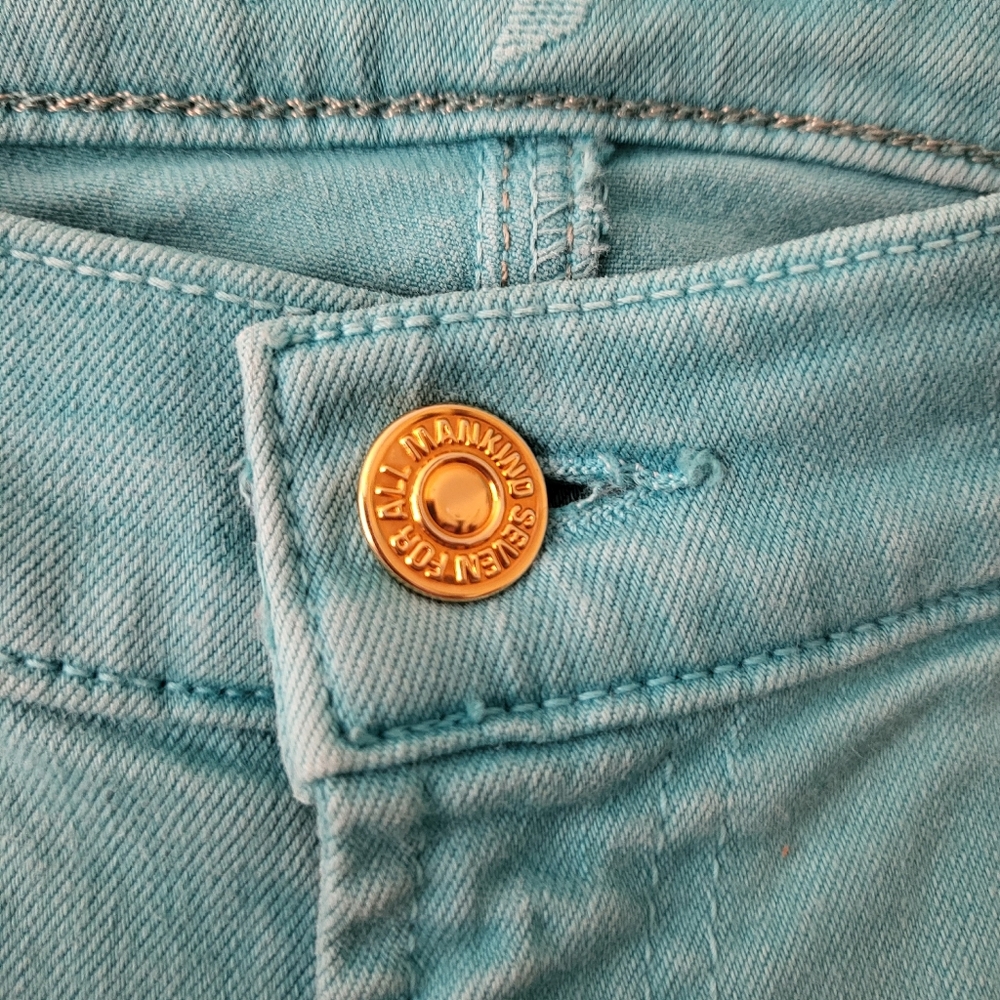 7 For All Mankind Turquoise Skinny Jeans Size 27 - Picture 3 of 6